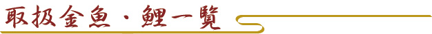 取扱金魚・鯉一覧